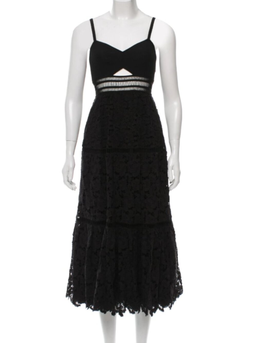 Beautiful REBECCA TAYLOR Black Lace Midi Dress. Size 0
